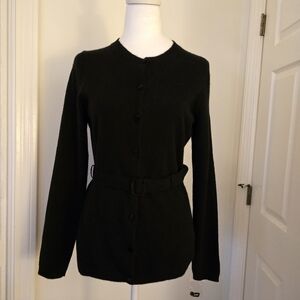 A. Giannetti Cashmere Black Button Up Cartigan With Belt Sz. (Med)